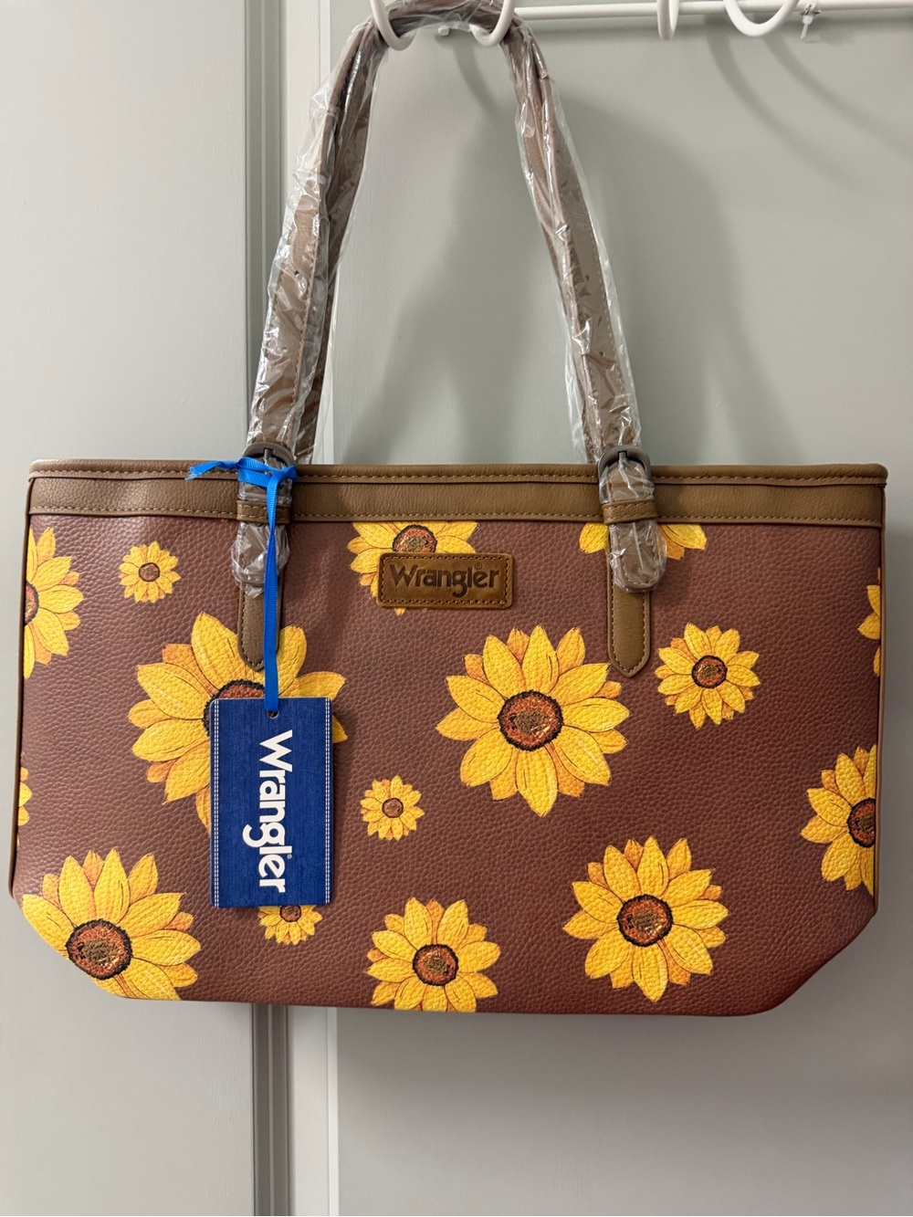 Wrangler Brown Tote with Yellow Sunflower Design